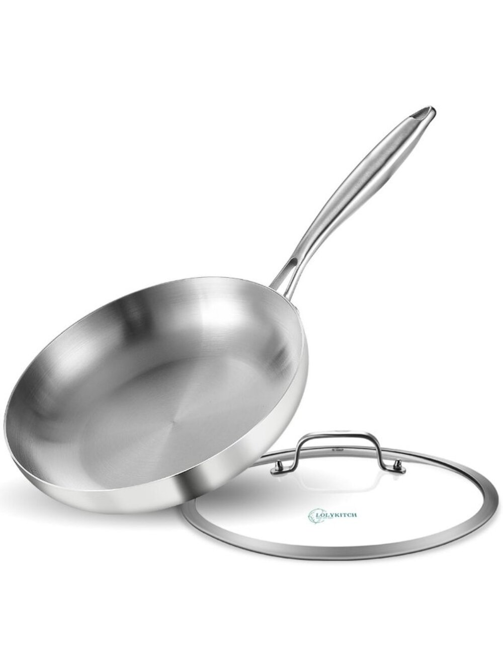 10-Inch Nonstick Stainless Steel Frying Pan with Lid | PFOA & PTFE Free Cookware